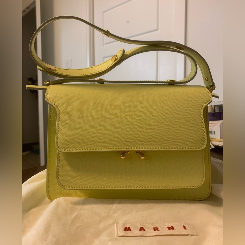 Marni yellow saffiano medium trunk bag